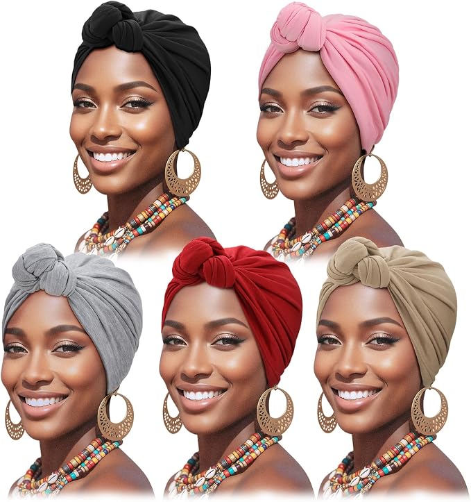 5 Pack Knotted : Black, Grey, Red, Pink, Khaki