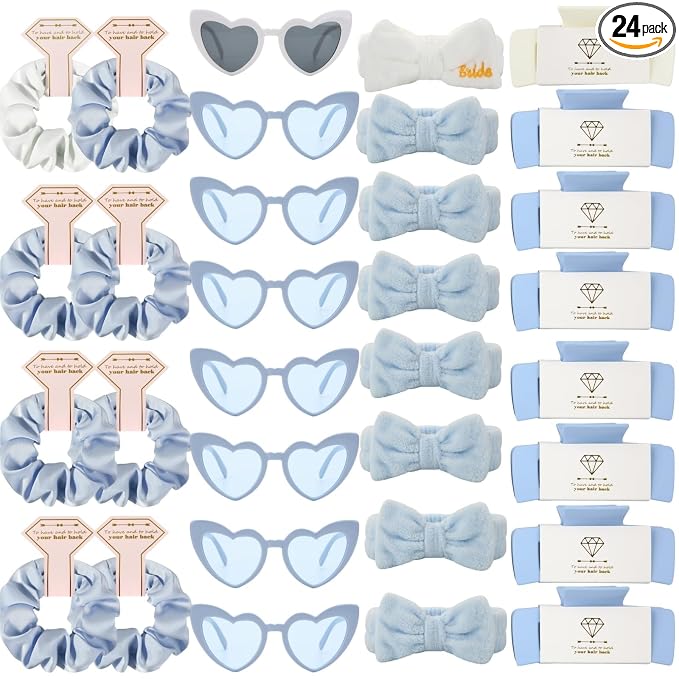 32pcs White&Dusty Blue headband