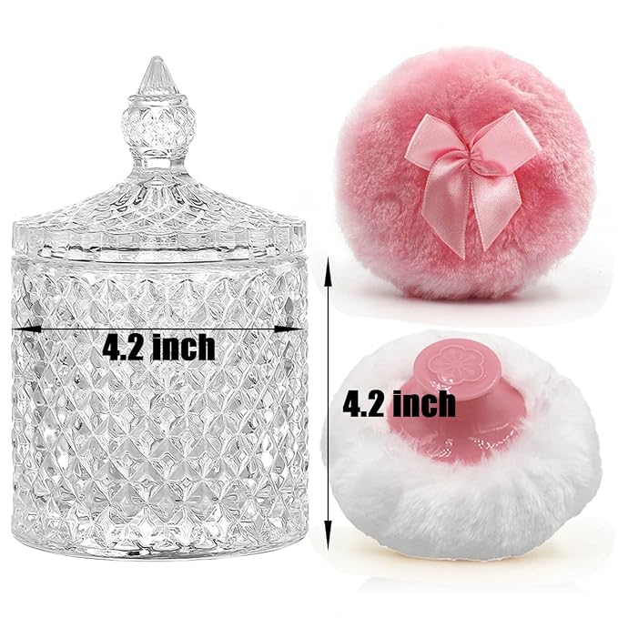 1 Handle 1 Bow Pink Puffs with Pointed Cylinder-Clear-Large