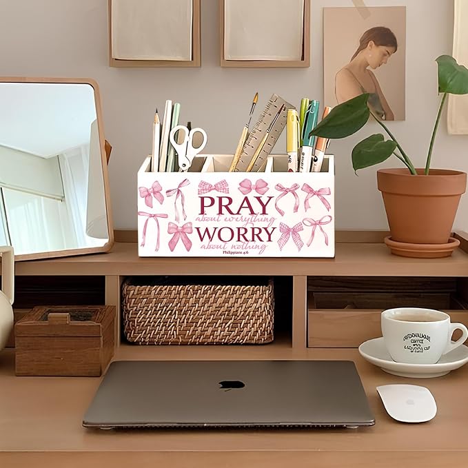 01-Pink Bow Christian Pen Holder(1)