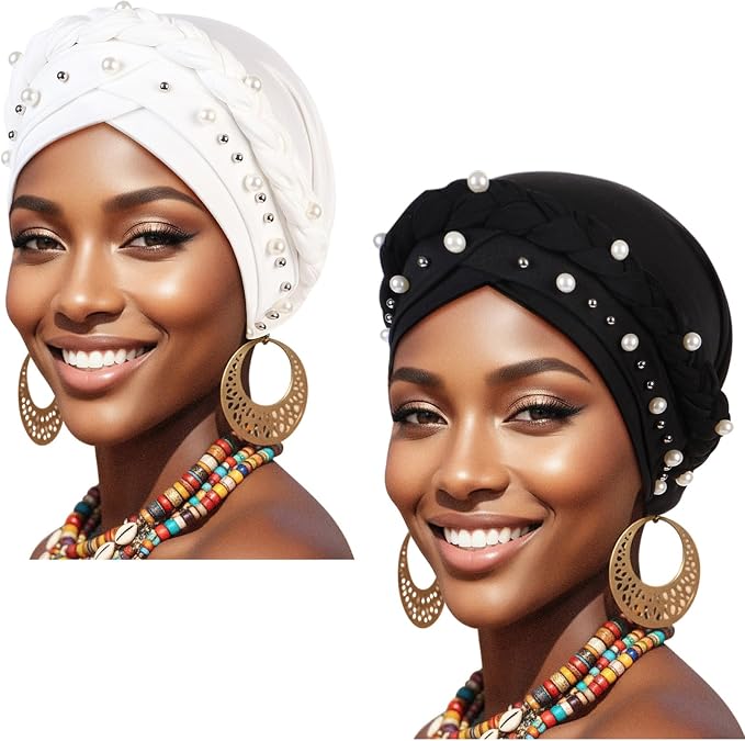 2 Pack Twisted Braid: Pearls (Navy Blue/White)