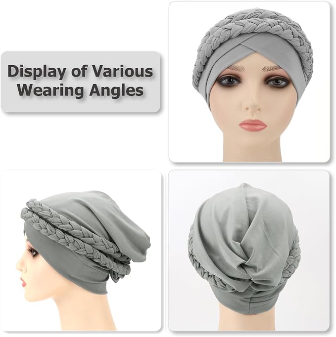 2 Pack Double Twisted Braid: Black, Grey