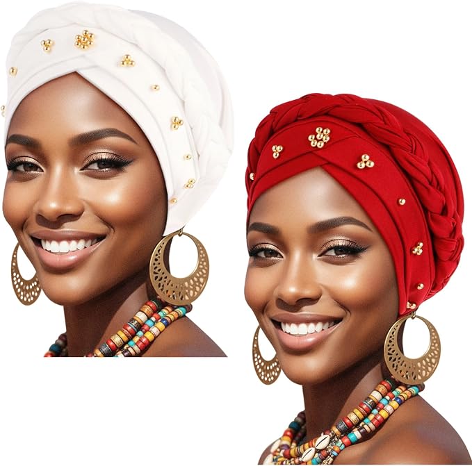 2 Pack Twisted Braid: Gold Bead (Burgundy/White)