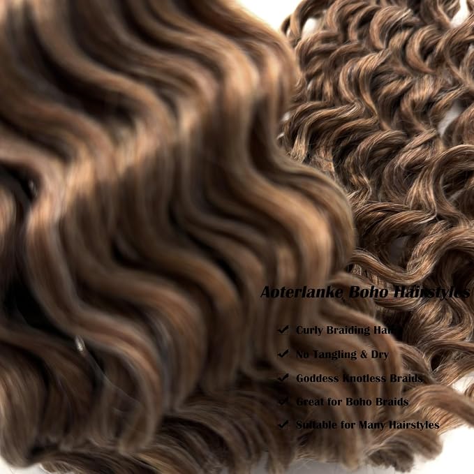 Mixed Honey Brown Blonde Braiding Hair with Boho Curls