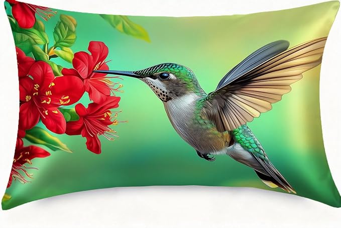 Humming Bird and Red Flowers
