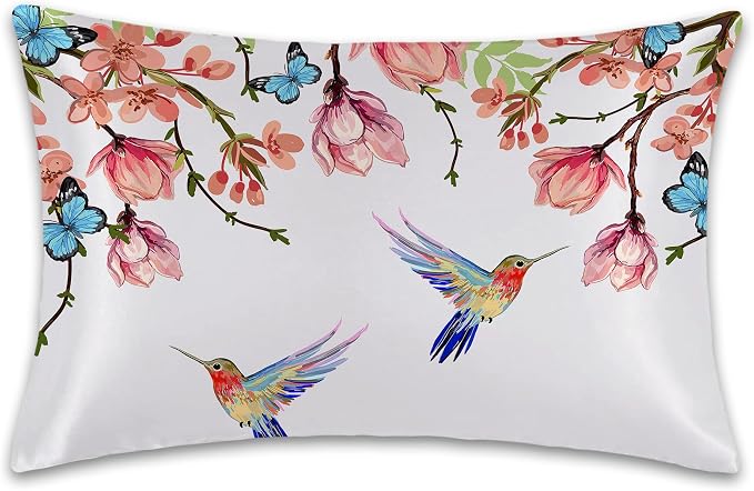 Hummingbird Floral Watercolor Flowers With Butterflies Leaves