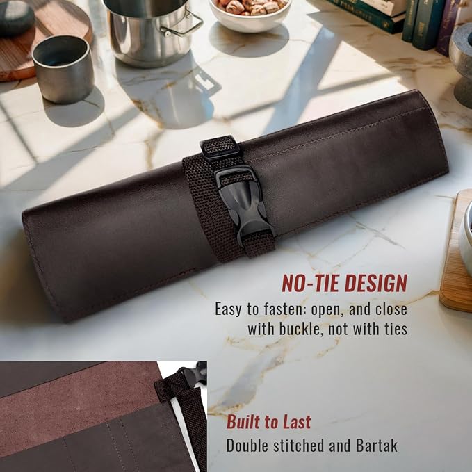 Knife Roll 3 Slots Brown