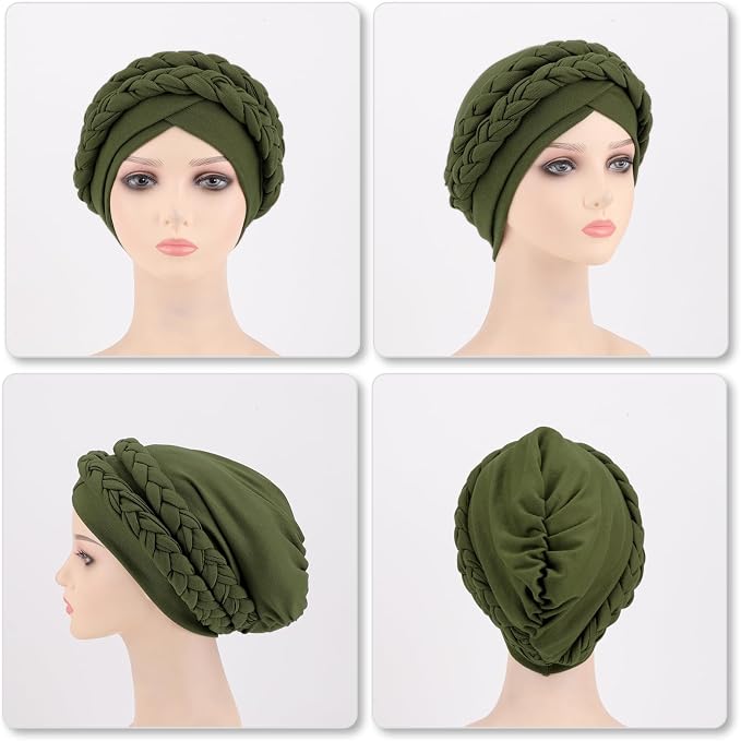 5 Pcs Double Twisted Braids: Army Green/Ginger/Nude Pink/Dark Coffee/Black