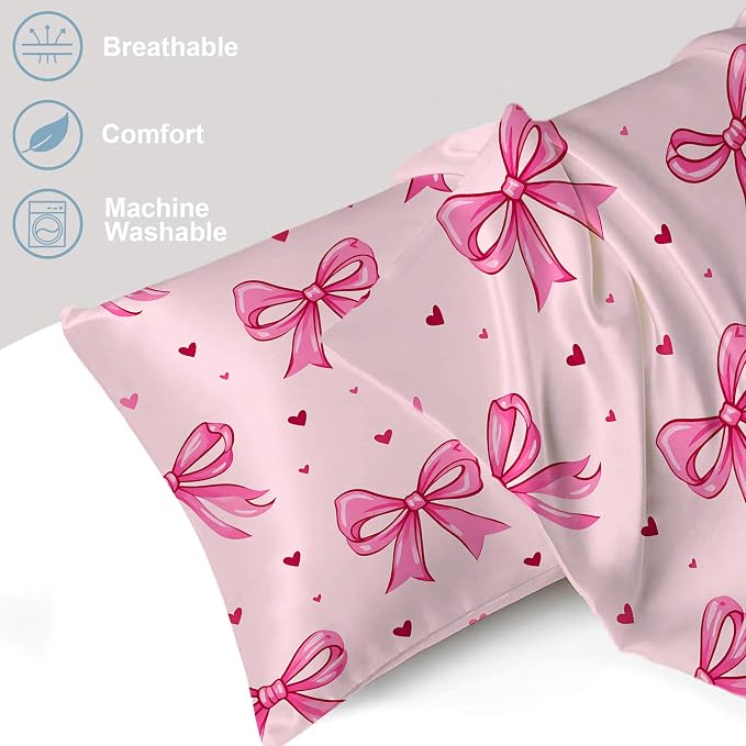 Pink Ribbon Bows and Heart
