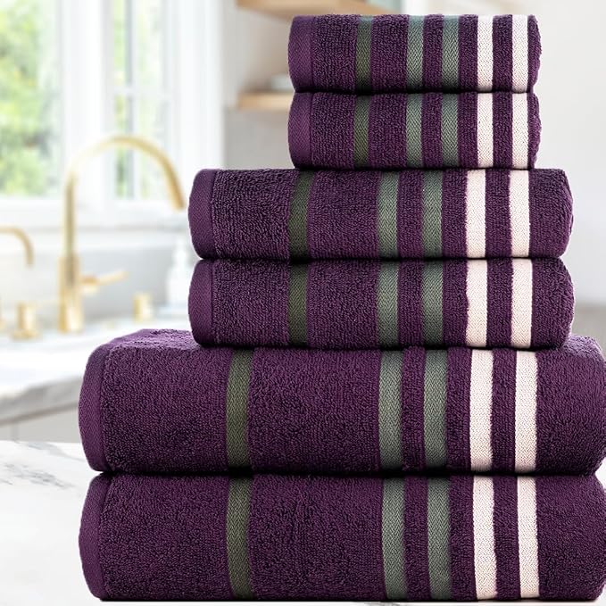 Exotic 6pcs Towel Set Purple
