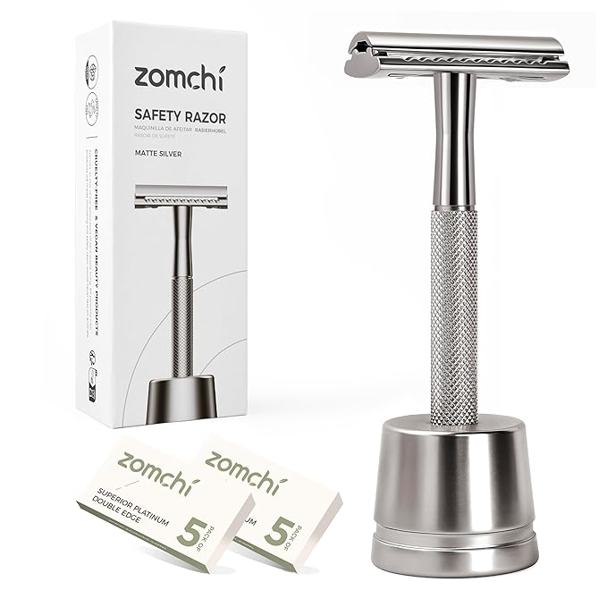 Matte Silver Razor with Stand