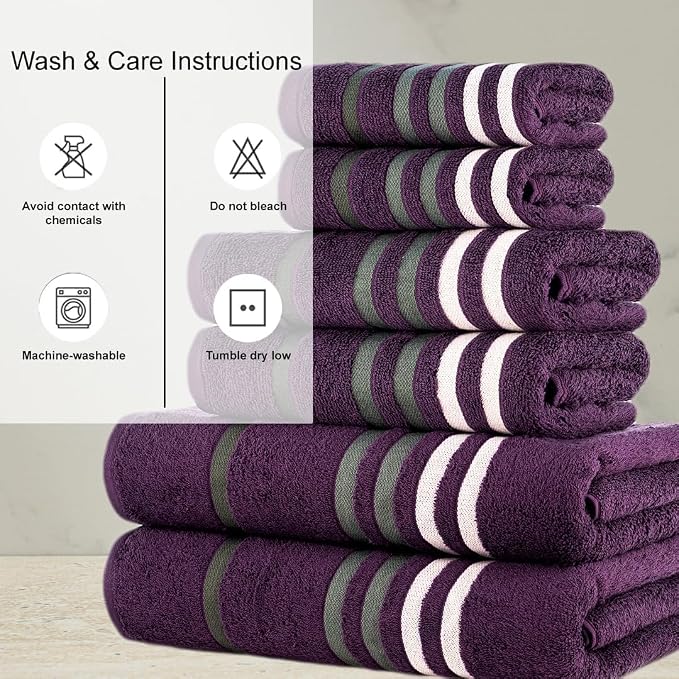 Exotic 6pcs Towel Set Purple
