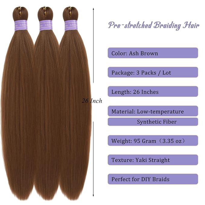 Ash Brown Braiding Hair Pre Stretched