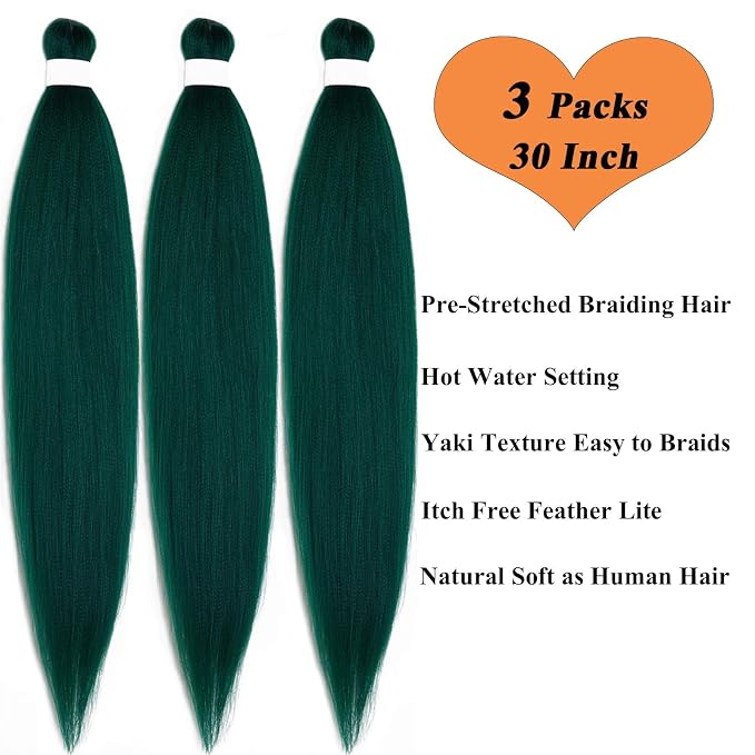 Dark Green Braiding Hair 3 Packs