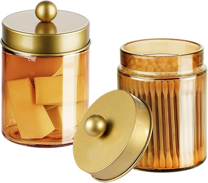 Jar Gold Amber/Lid Gold