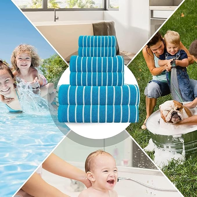 Ecstatic 6pcs Towel Set Teal Blue