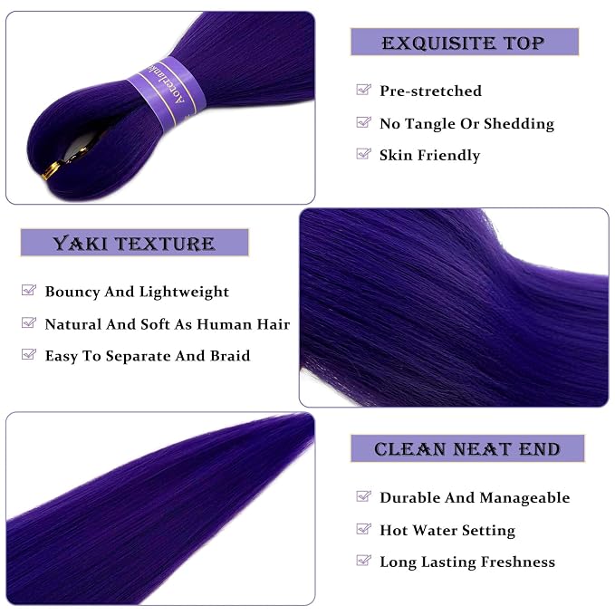 Purple Braiding Hair Pre Stretched