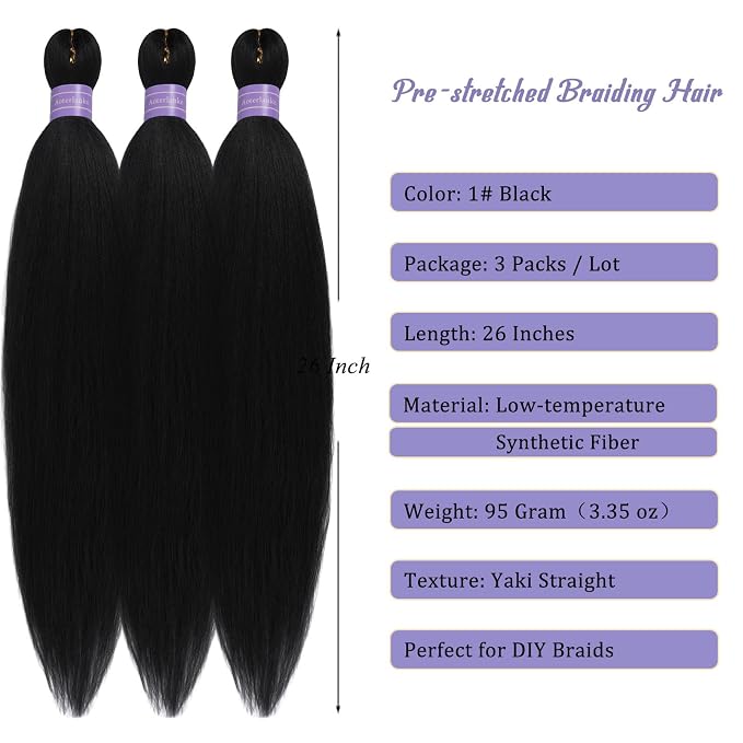 Black Braiding Hair Pre Stretched