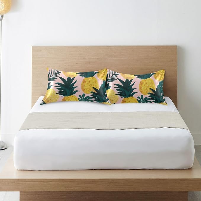 Light Pink Pineapples and Tropical Leaves