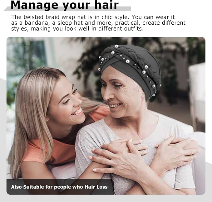 2 Pack Twisted Braid: Pearls Black, Grey