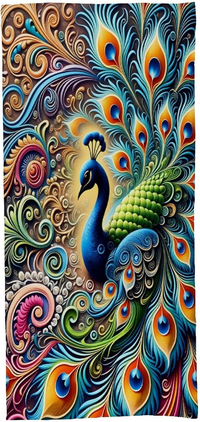 Peacock Artistic Vibrant Colors Swirl