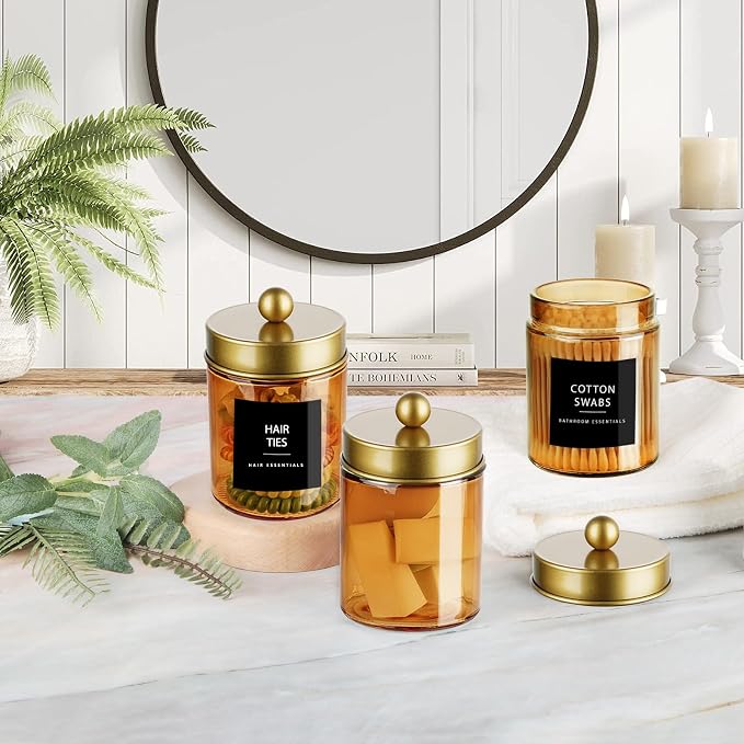 Jar Gold Amber/Lid Gold