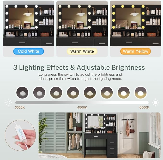 Black 5 Drawers