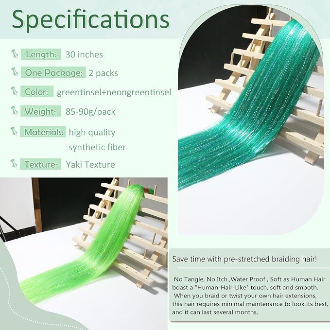 green tinsel+light green tinsel