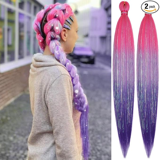ombre hot pink-lavender-purple with tinsel