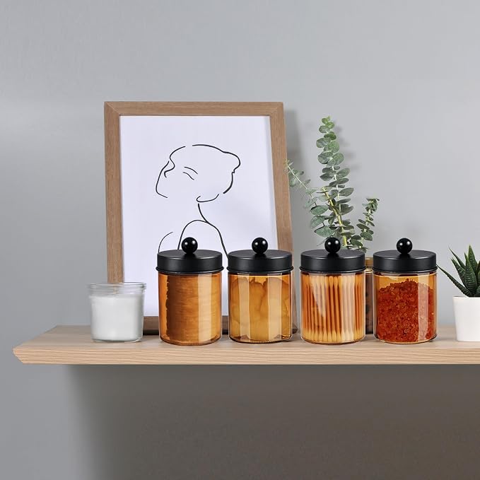 Jar Gold Amber/Lid Black