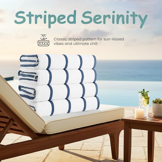 Cabana 2pcs Pool Towel Set White Ink Blue