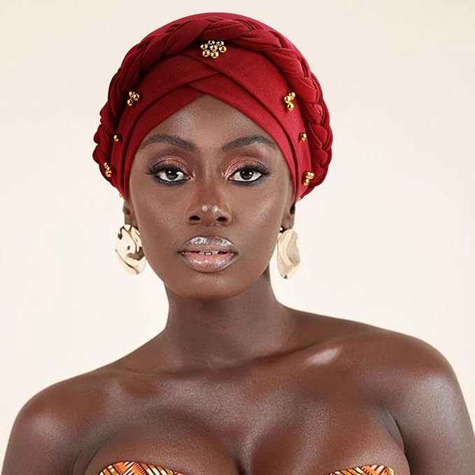 2 Pack Twisted Braid: Gold Bead (Burgundy/White)