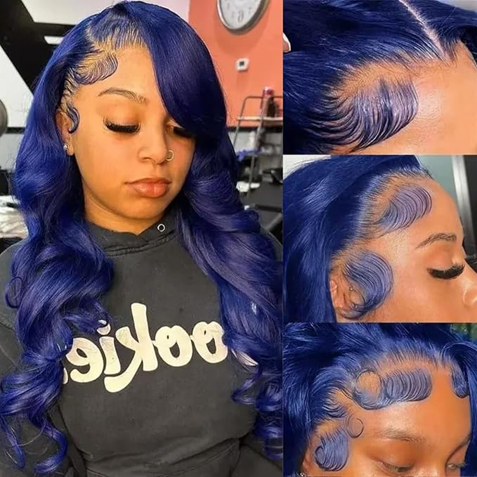Blue Body Wave Lace Front Wigs Human Hair