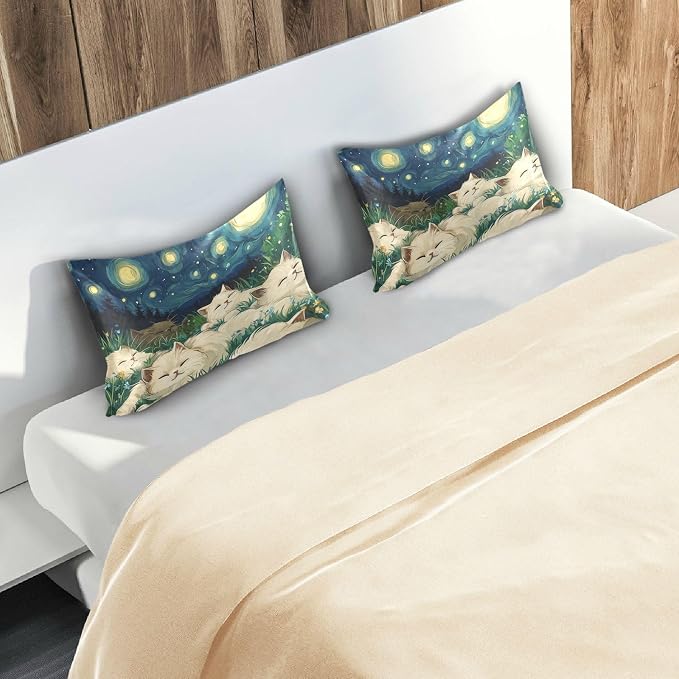Laying Ragdoll Cats Floral Starry Night