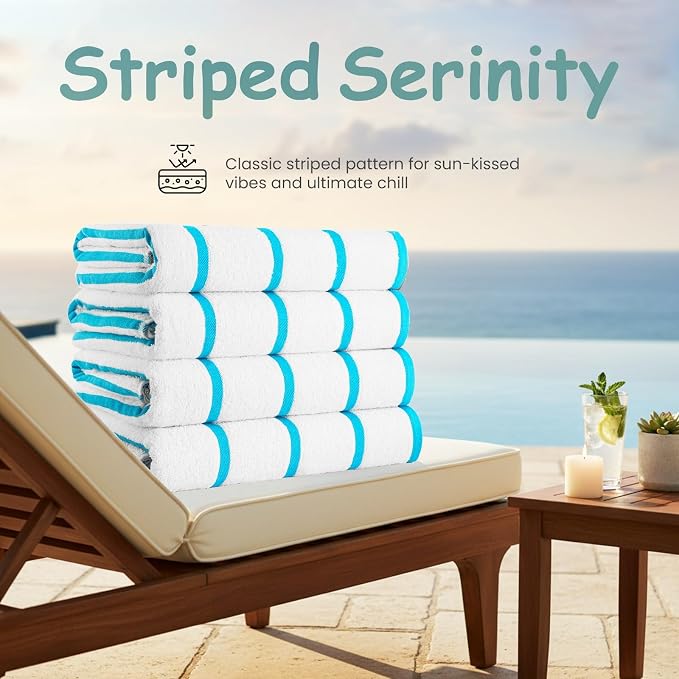 Cabana 2pcs Pool Towel Set White Turquoise