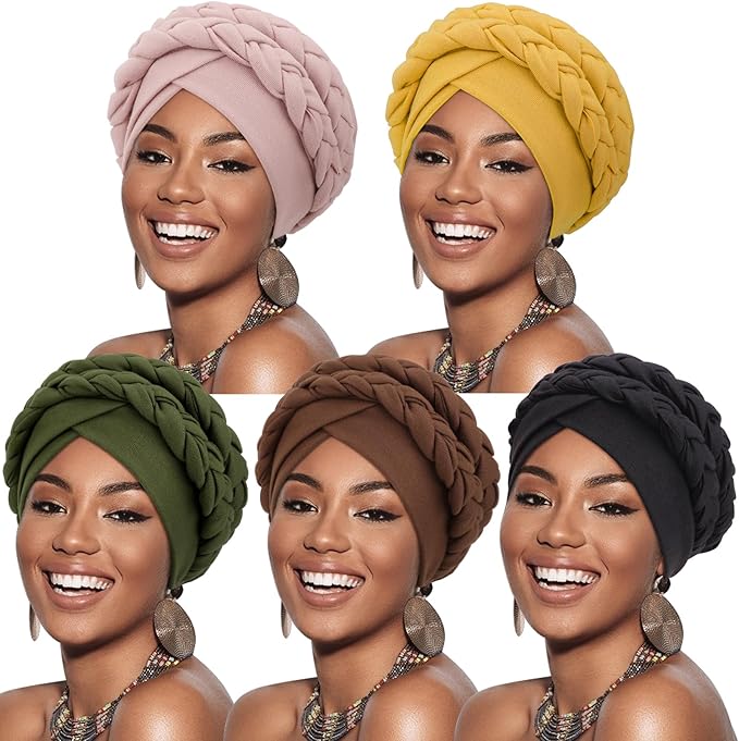 5 Pcs Double Twisted Braids: Army Green/Ginger/Nude Pink/Dark Coffee/Black