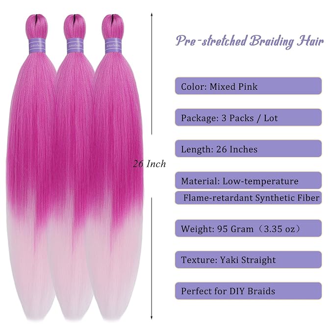 Pink and Peach Braiding Hair Pre Stretched
