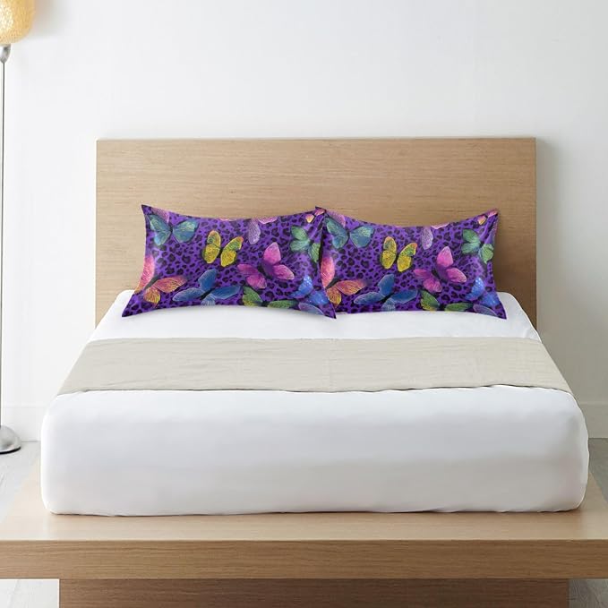 Colorful Butterflies and Purple Leopard Print