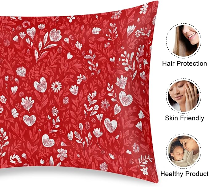 Red Floral Leaves Hearts