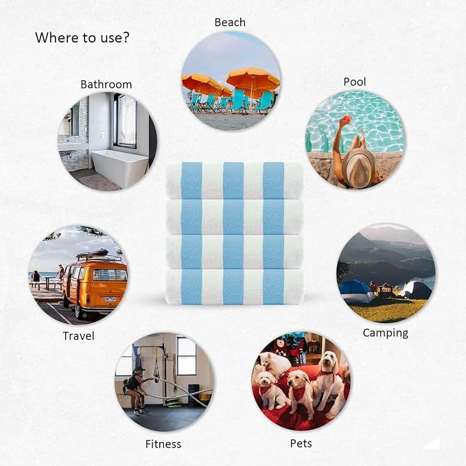Cabana Beach Towel 4 Pieces, Sky