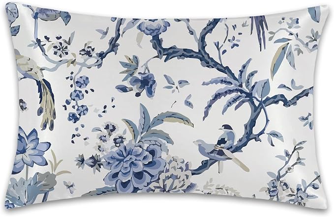 Blue White Flowers Birds