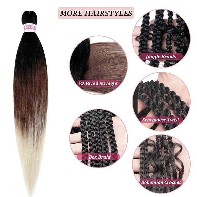 Black Brown Blonde Braiding Hair Ombre