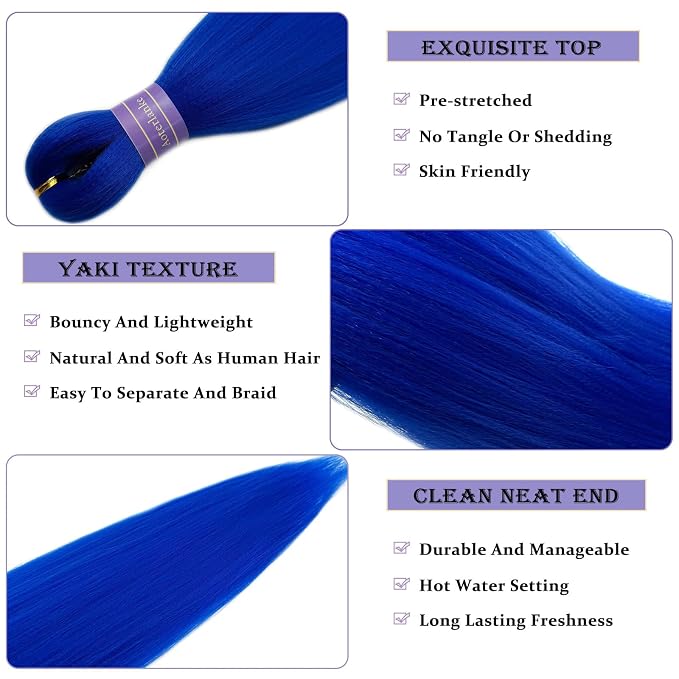 Blue Braiding Hair Pre Stretched