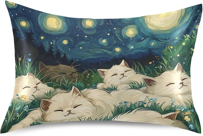 Laying Ragdoll Cats Floral Starry Night