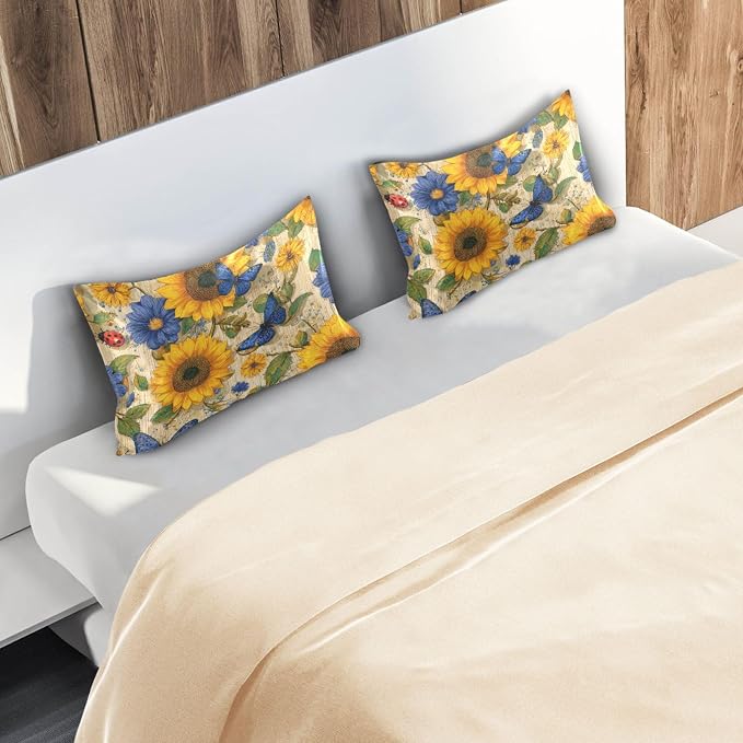 Beige Sunflower Butterfly Ladybug