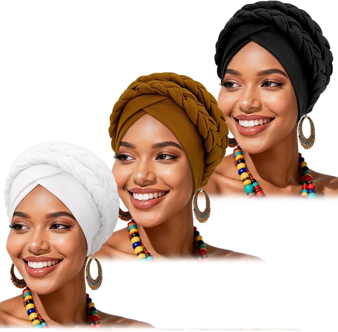 3 Pack Twisted Braid: White/Brown/Black