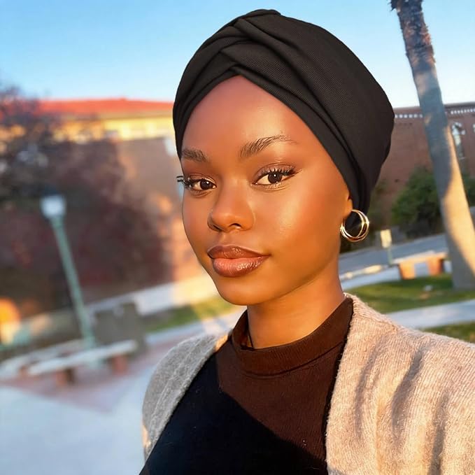 5 Pcs Cross Knotted Turban Hat: Solid Color C