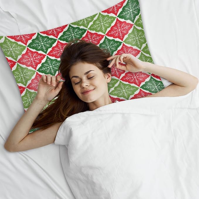 Red Green Snowflakes Retro