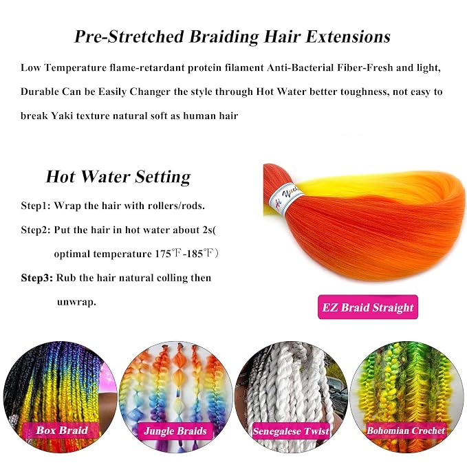 Orange Ombre Braiding Hair 6 Packs