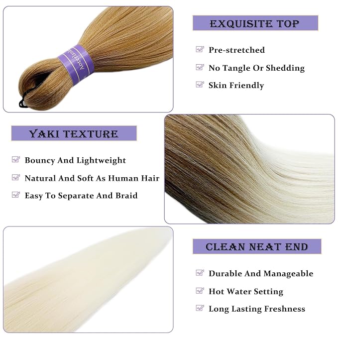 Brown Blonde Ombre Braiding Hair Pre Stretched